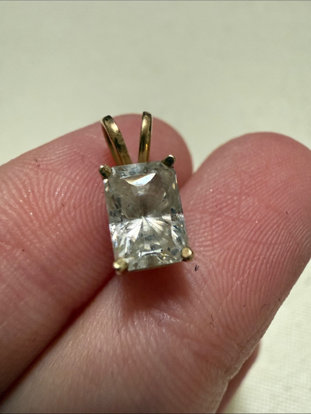 Stunning Timeless 14K Gold Solitaire Cushion-Cut Clear Pendant Necklace